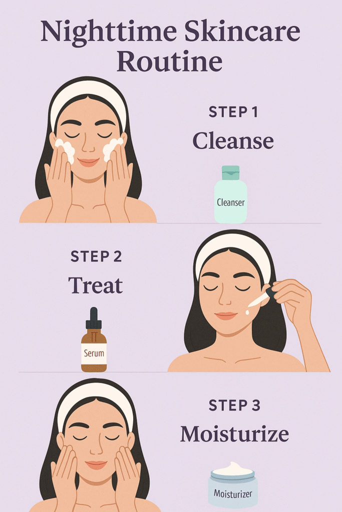 My 3 step night time skincare routine, Easy to follow and visible results! -